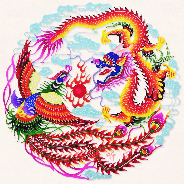 龙飞凤舞剪纸作品