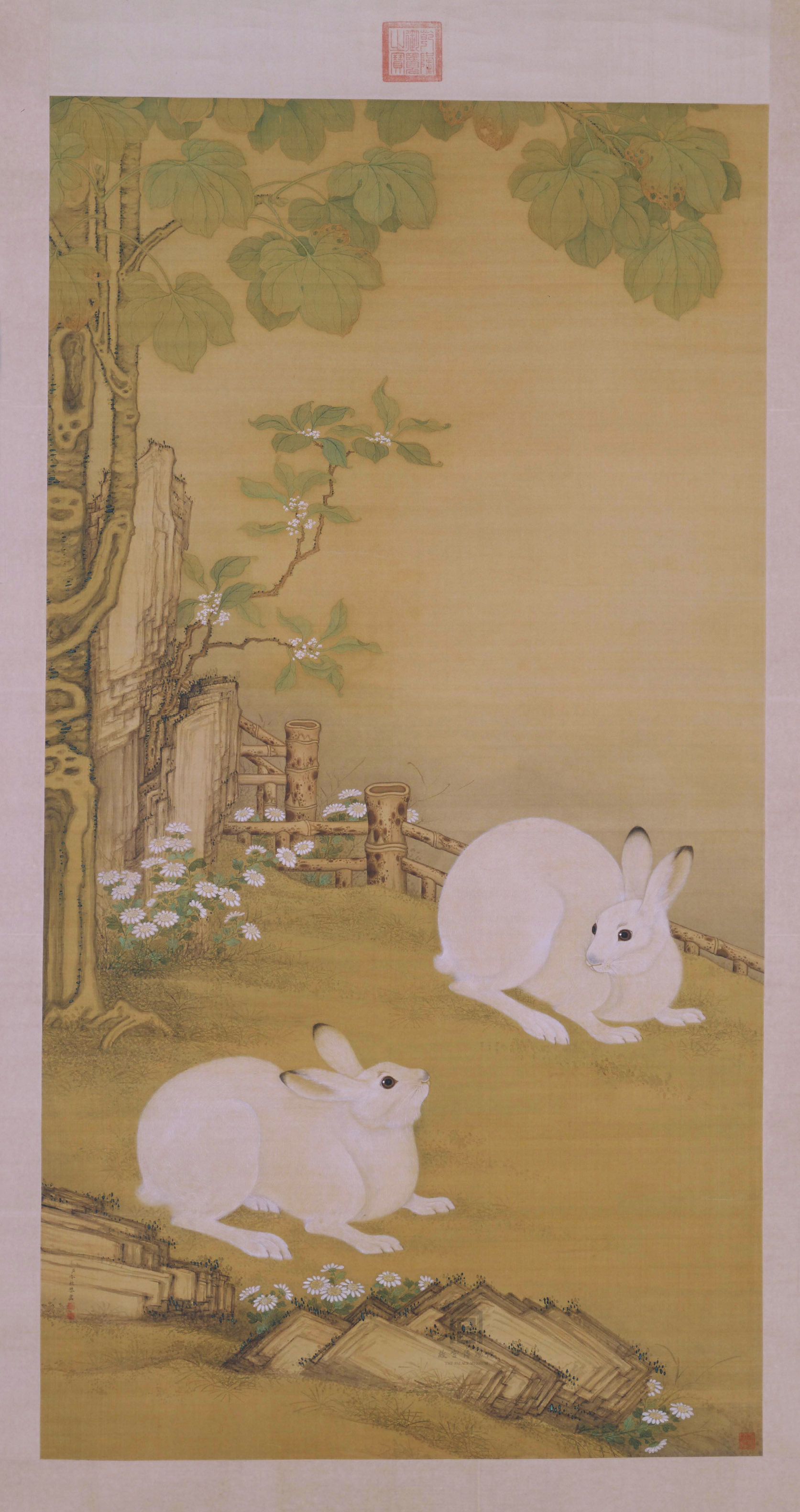 清画家冷枚绘《遇兔呈祥》
